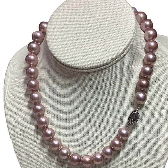 Round 11.5x12mm Edison Natural Purple Pink Cultured Pearl 17-18” Strand Necklace - Picture 4 of 9